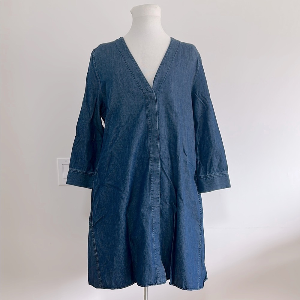Cos V-Neck Denim Dress 12 - Picture 4 of 7